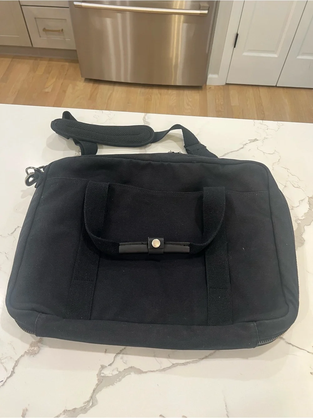 EUC Vintage Lands' End Square Rigger Black Canvas Messenger Bag